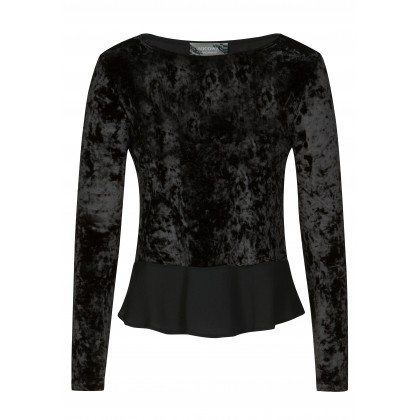 Modisches Samtshirt AMELIE mit zarten Volants /