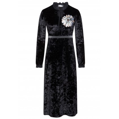 Verträumtes Samtkleid IDA mit filigraner Stickerei /