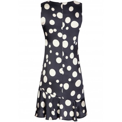 Stilvolles Kleid VICTORIA mit edlem Streifen- und Punkte-Dessin /