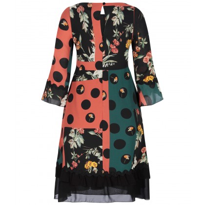 NICOWA - Stilvolles Minikleid ONILLA mit Mustermix /