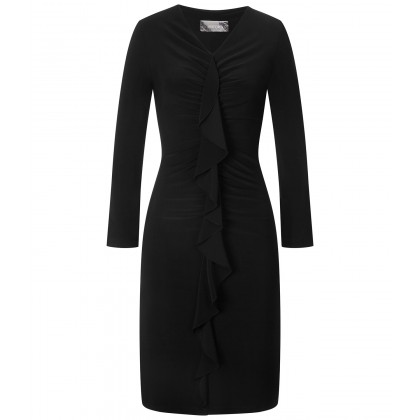 NICOWA - Enganliegendes Kleid mit Volantselement /