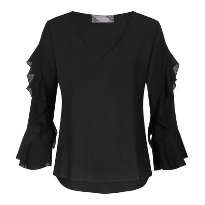 NICOWA - Fließende Bluse OTONINA mit Volants-Details /
