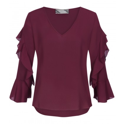 NICOWA - Fließende Bluse OTONINA mit Volants-Details /