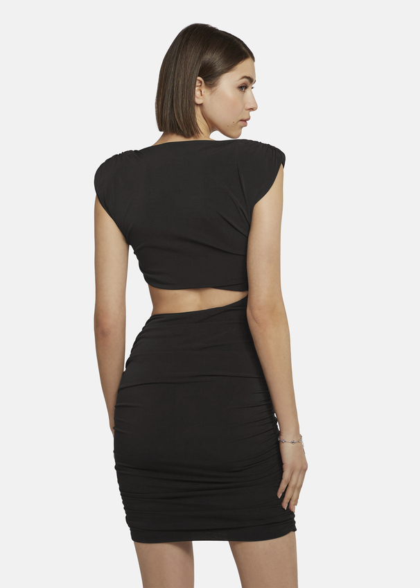 Jersey-Mini-Kleid mit Schulterpolstern - ADOWIA, Black Detailansicht 1