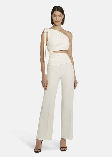 Asymmetrical jumpsuit with shoulder tie - AMOLIWA, White Rückansicht