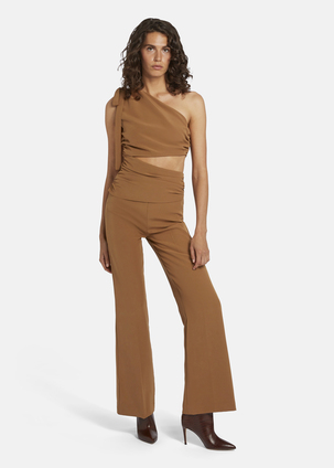 Asymmetrical jumpsuit with shoulder tie - AMOLIWA
