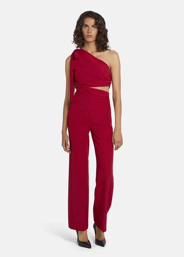 Asymmetrical jumpsuit with shoulder tie - AMOLIWA, Red Rückansicht